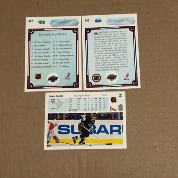 3 Wayne Gretzky 1990/91 Upper Deck Los Angelas Kings Hockey Cards - Picture 3 of 3
